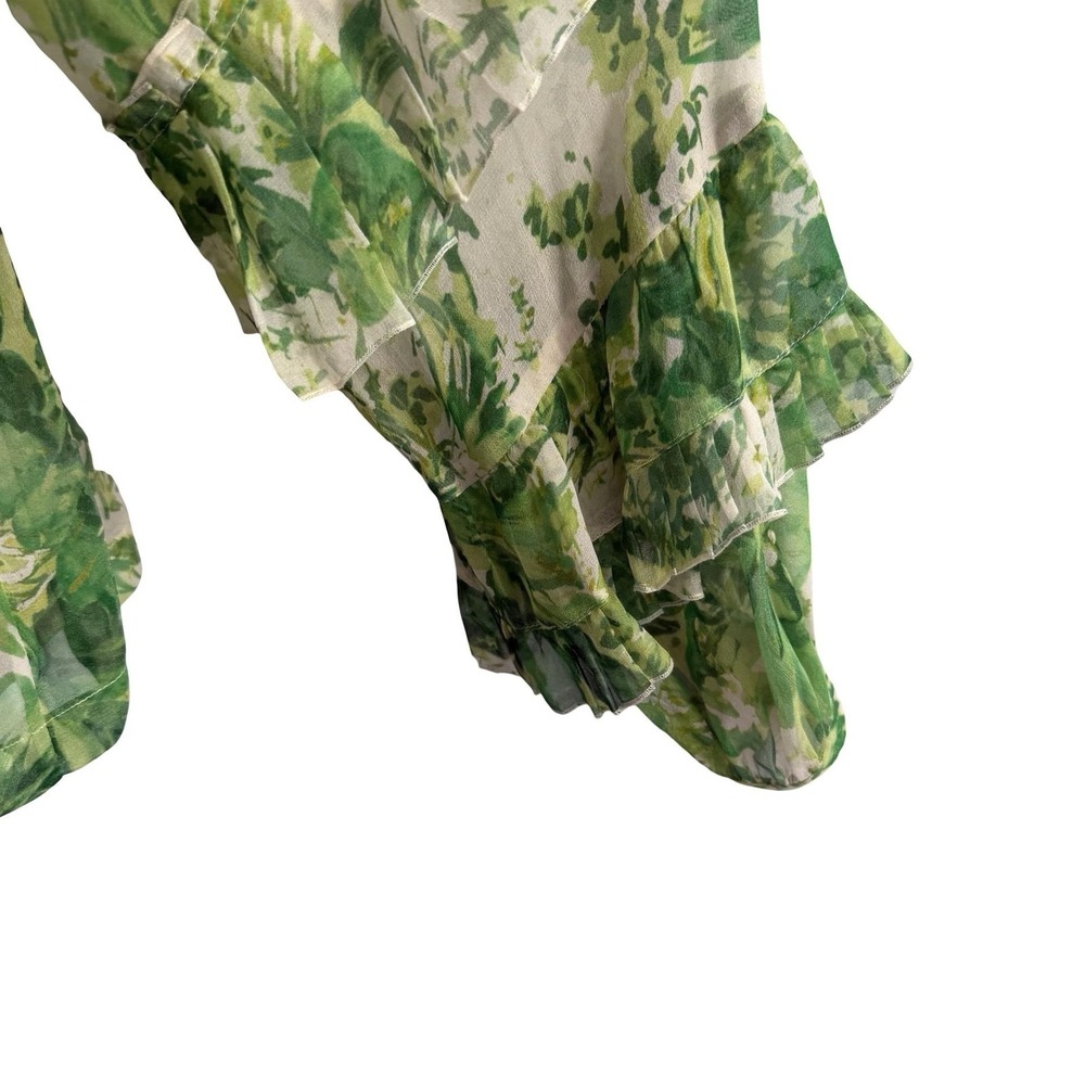 Hope For Flowers By Tracy Reese Angelina Peasant Blouse Womens 10 Green Silk - Picture 12 of 16